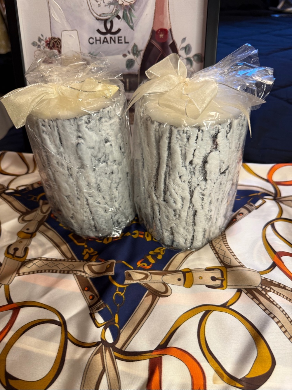 Kohl's Fire & Ice Pillar Candles — White with Silver Glitter